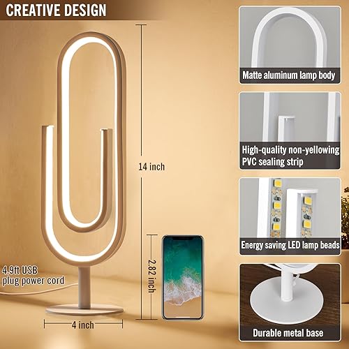 Miniatura 4 de Lámpara de mesa LED, moderna lámpara de noche regulable continua, pequeña lámpara de mesita de noche en forma de clip para oficina en casa, sala de