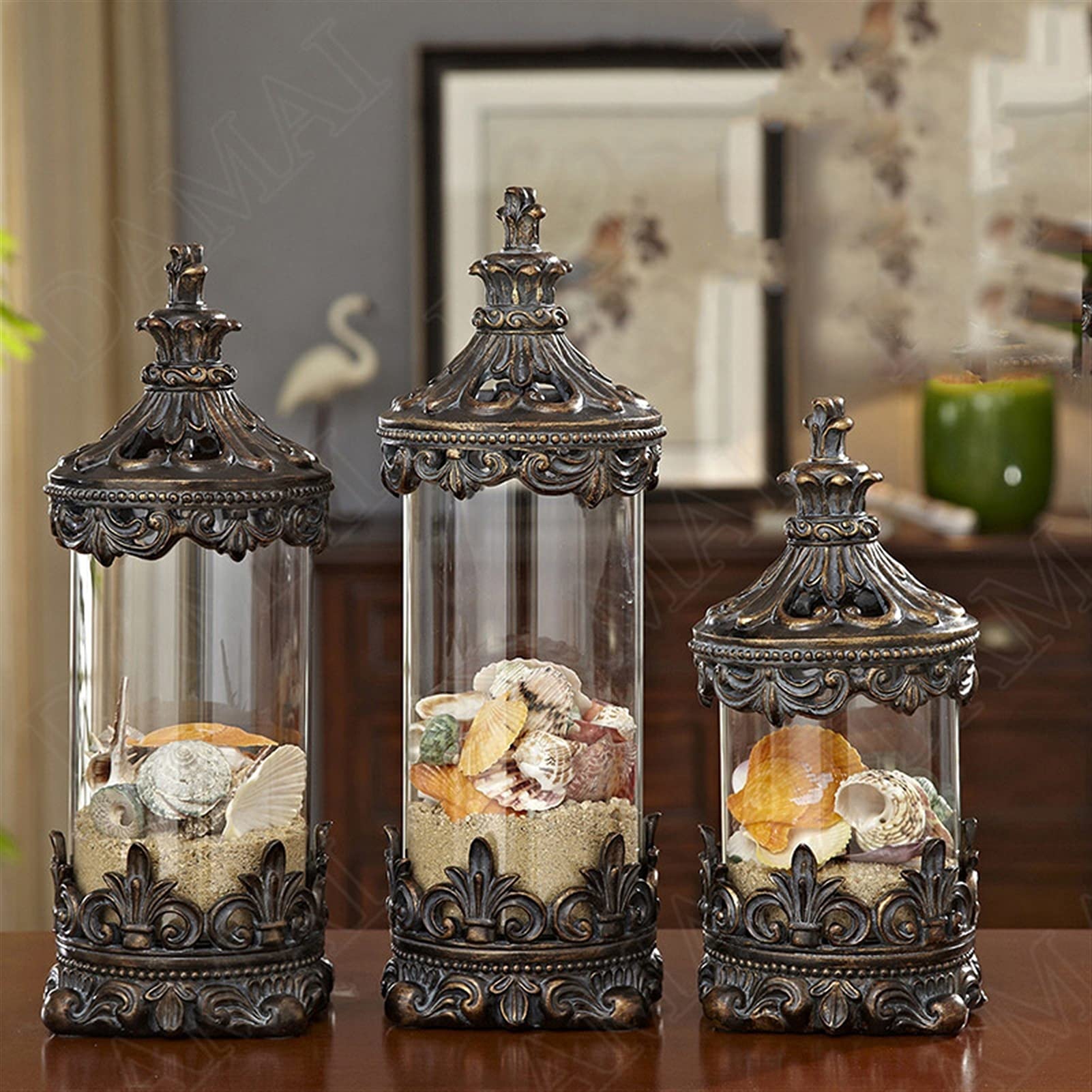 Botes para Alimentos Vidrio con Tapa de Almacenamiento Tarra Dorada Grano Dispensador Retro Candy Frascos Decoración de Frutos Secos Decoración del hogar Adornos Modernos Botes Herméticos