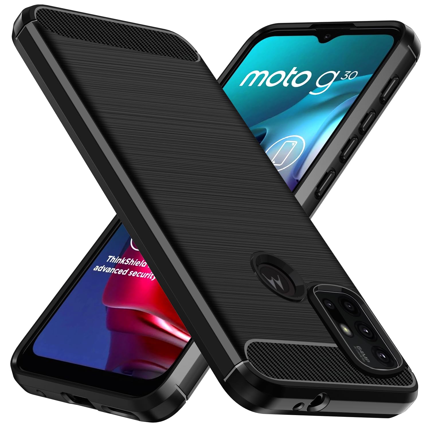 Cover In Fibra Di Carbonio Per Motorola Moto G20, Custodia TPU Morbida Nera Opaca Antiurto
