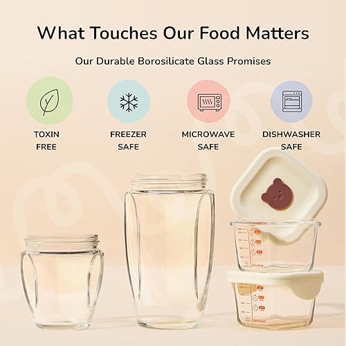 Miniatura 5 de Licuadora de burbujas, fabricante de alimentos para bebés y licuadora de puré con 2 vasos de vidrio de borosilicato, bala compacta para batidos,