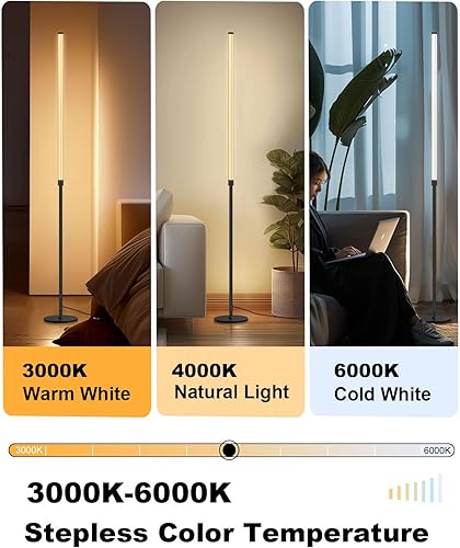 Miniatura 3 de Lámpara de pie minimalista de esquina  Lámpara de pie lineal LED de 3000 K-6000 K  Lámpara de pie moderna regulable con control remoto e interruptor