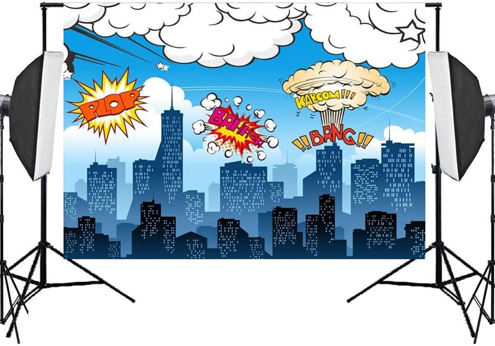 Superhero Backdrops Background Photo Studio Backdrop Vinyl Backdrop for Photography Video Birthday Party 5x7ft
