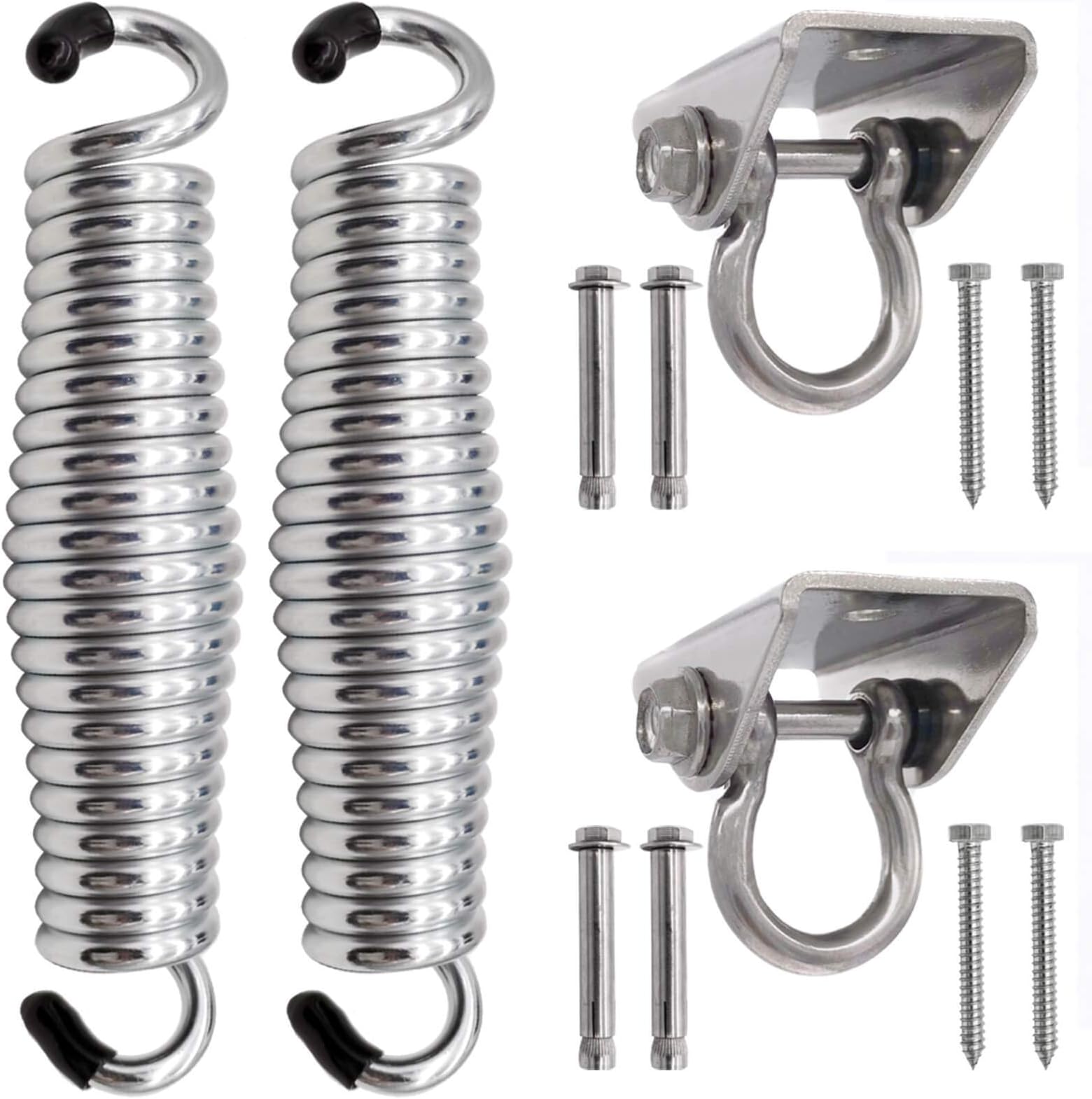Porch Swing Hanging Spring Kit - 1500 Lbs Heavy Duty Suspension Swing Hangers Hardware, Hammock Hooks Ceiling Mount Set (2 Sets)