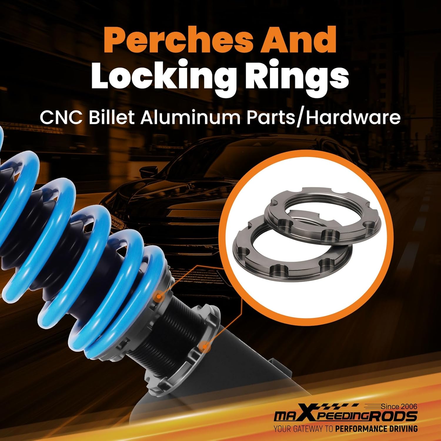 maXpeedingrods Coilover for Hyundai Sonata (YF) 2011-2014, 24 Levels Damper Adjustable Coilovers Suspension Kit Strut, Height Adjustable Shock Absorber Struts, T6 Upgraded Lowering Kits Blue