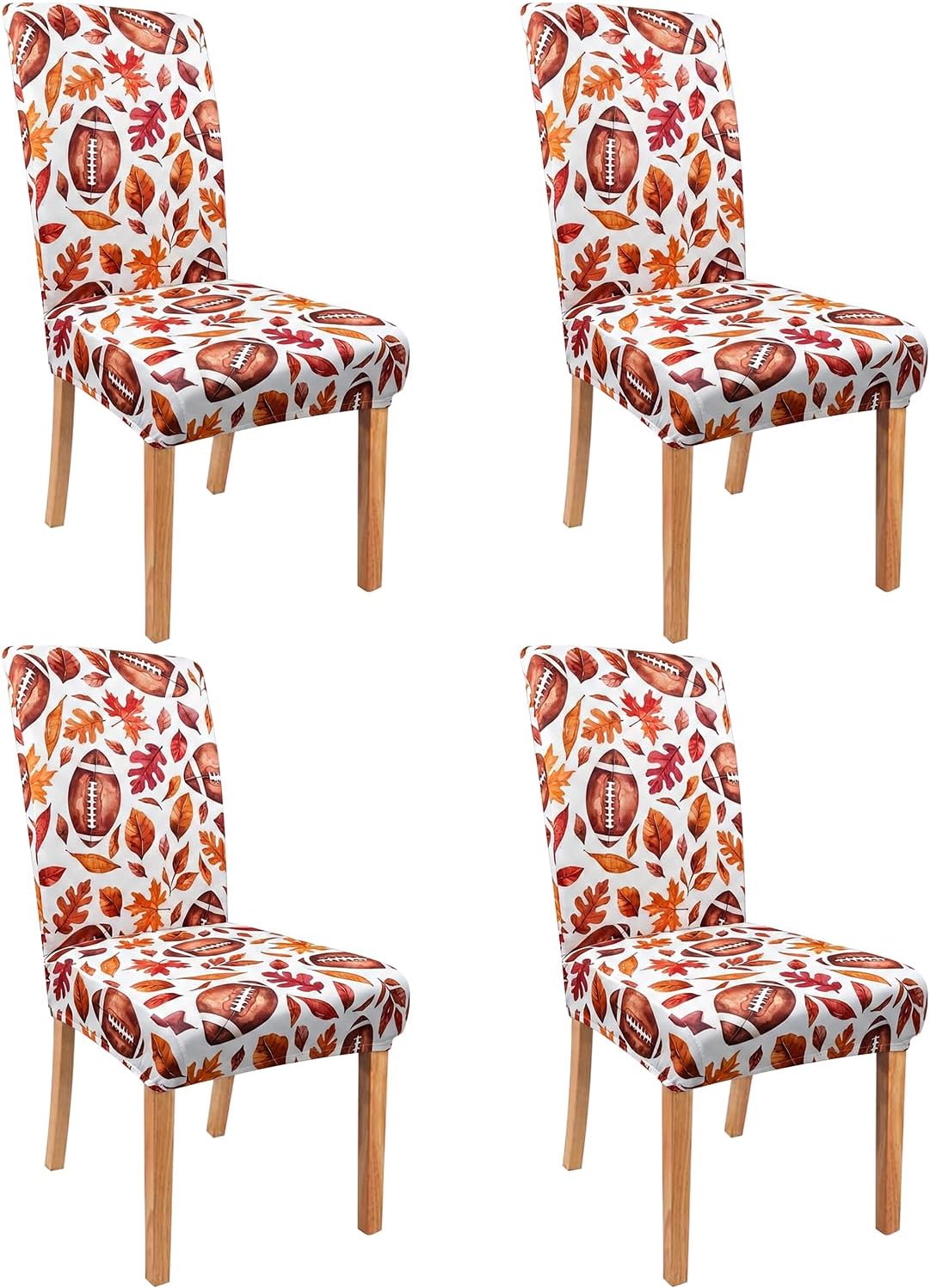 Fall Football Chair Covers Set of 4 for Dining Home Party Decor