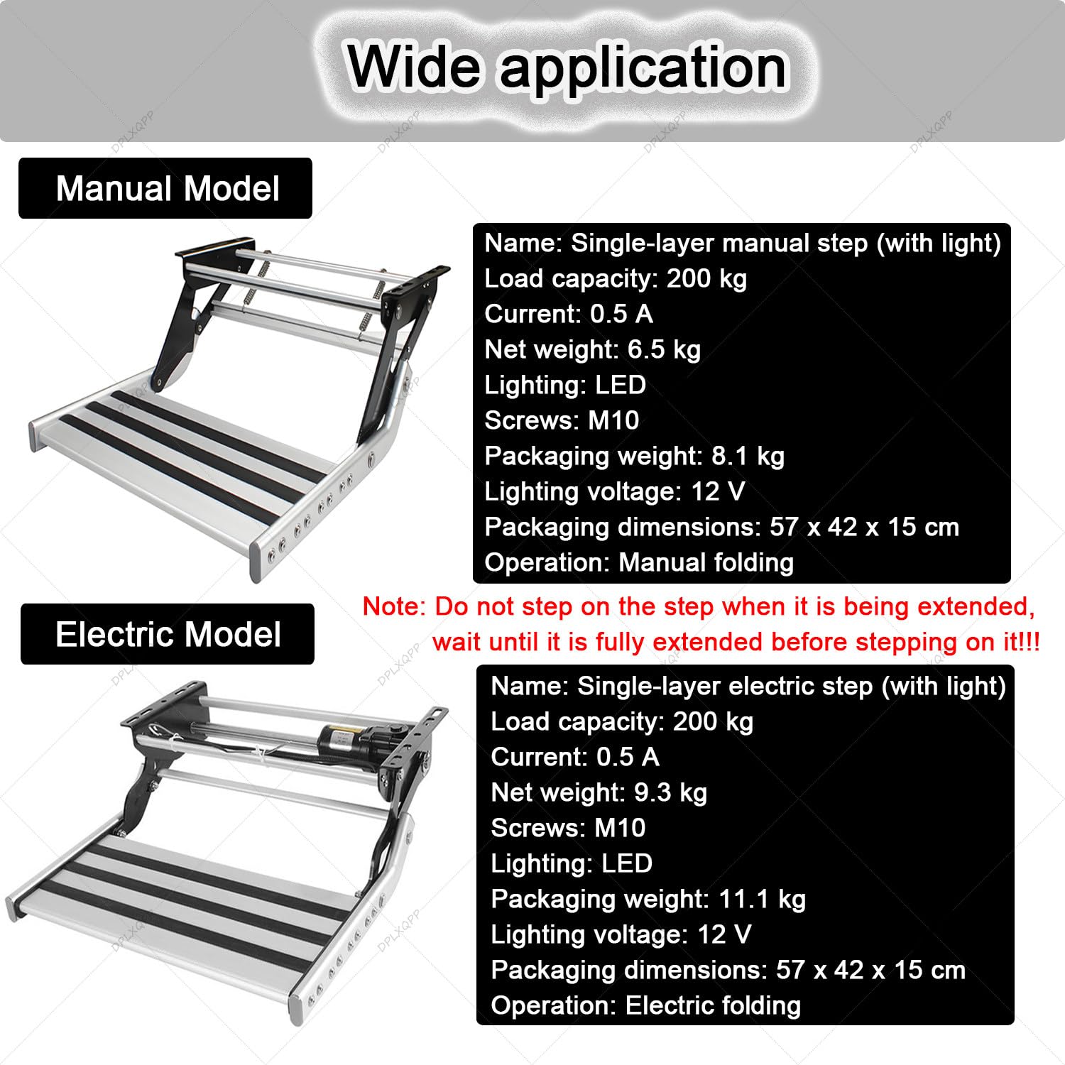 Escalón De 1 Nivel para Autocaravana 55cm,Escalón Plegable Retráctil Manual O Eléctrico con Luz LED,Compatible con Caravanas,Furgonetas Manual