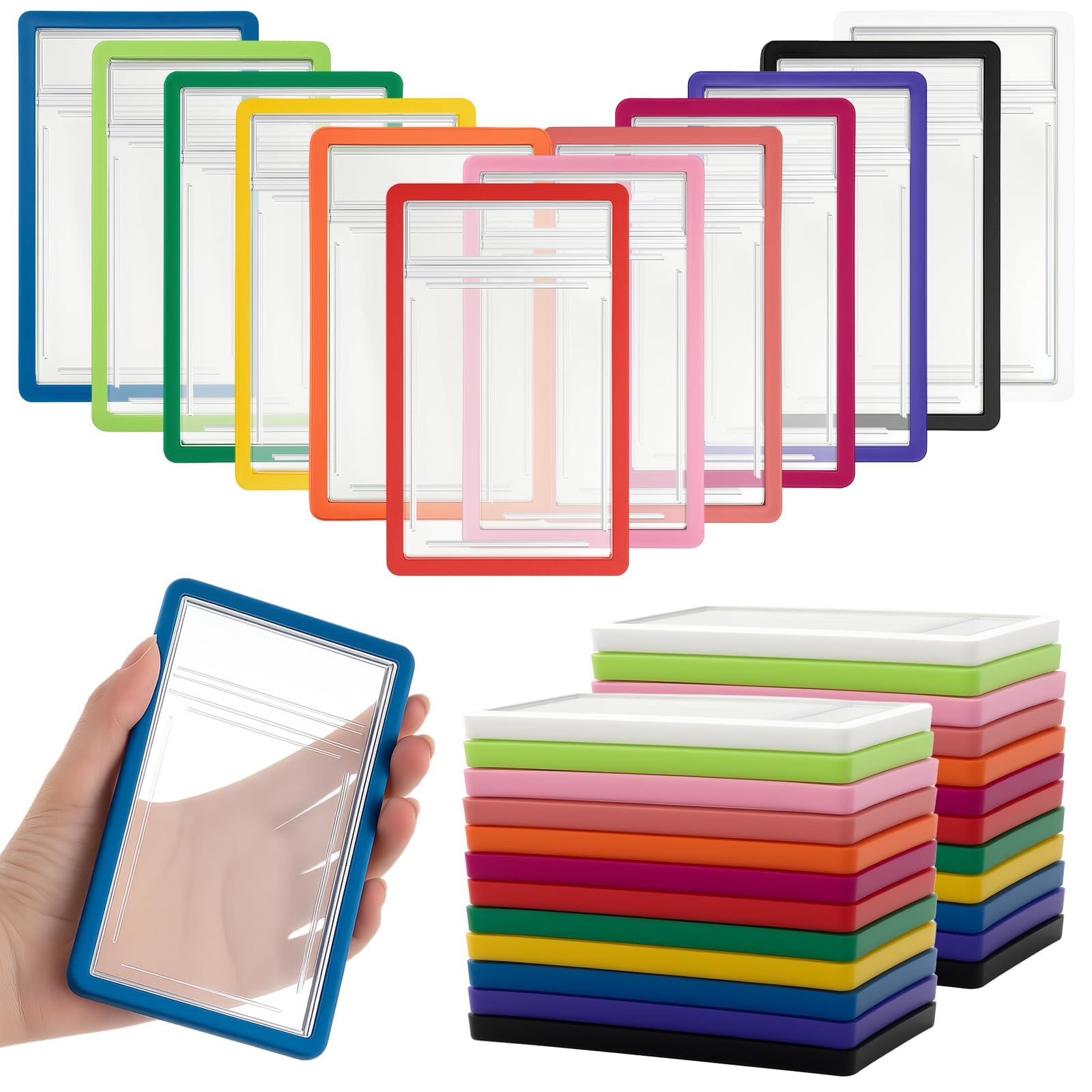 AmazingSpark 24 Pcs Bumper Guards for Psa 35pt Graded Cards, 5.4 x 3.4 Inches Silicone Psa Slab Protectors Case Sleeves with Nice Fit and Shock Absorbing Edge Protection Pack (Bright Color)