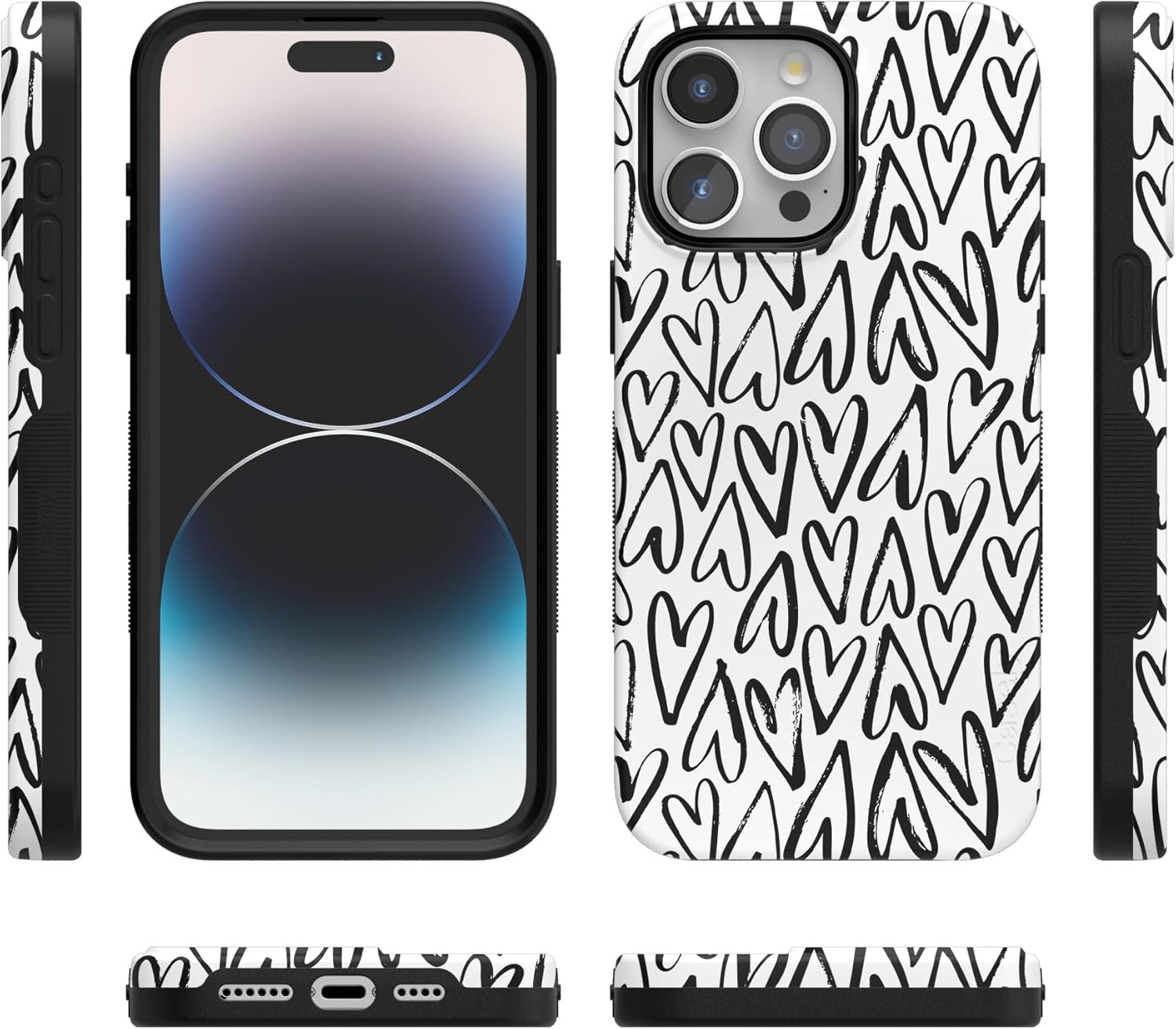Casely iPhone 15 Pro Case | Heart Throb | Endless Hearts | Bold Protective Design | Compatible with MagSafe
