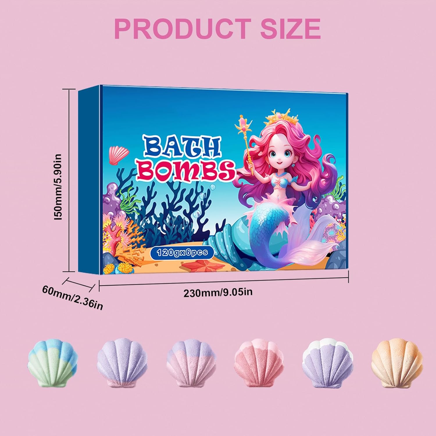 6-Pack Dual-Tone Seashell Bath Bombs with Relaxing Scents (Lavender, Rose, Orange Blossom, Fig Honey, Apricot Camellia, Fresh Breeze) for Skin-Softening Aromatherapy Bath - Image 7