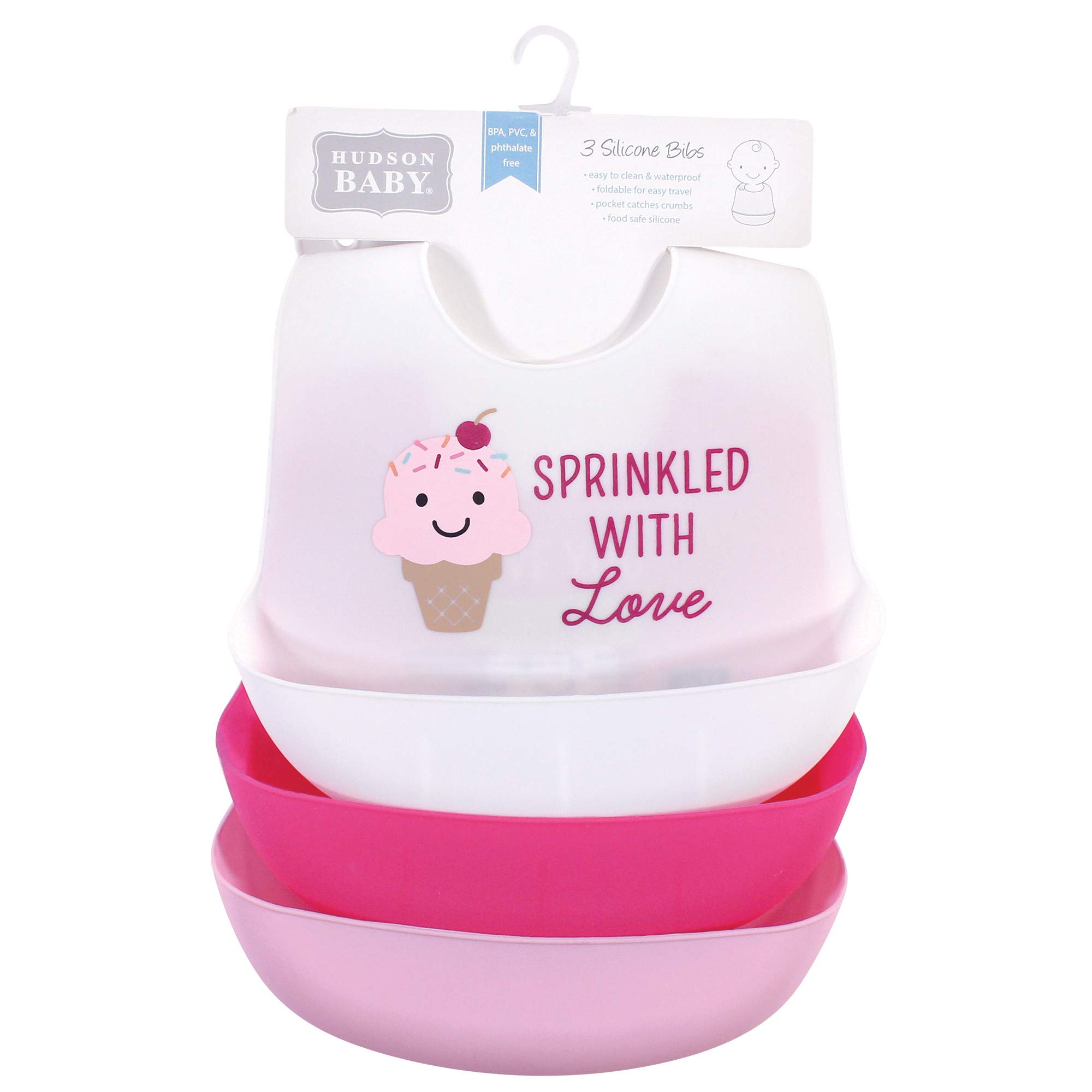Hudson Baby Unisex Baby Silicone Bibs, Ice Cream, One Size