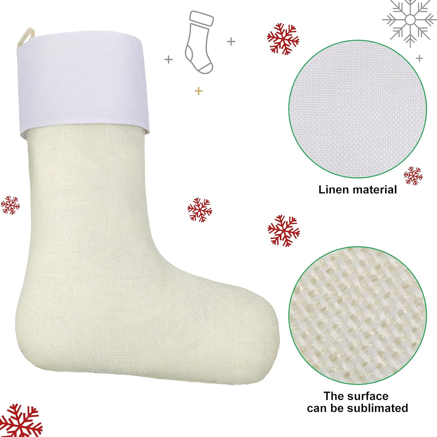 Tatuo 6 Pieces Sublimation Christmas Burlap Stockings Christmas Stockings Fireplace Hanging Stocks for Decoration Fireplace Hanging Ornaments Holiday Decorations