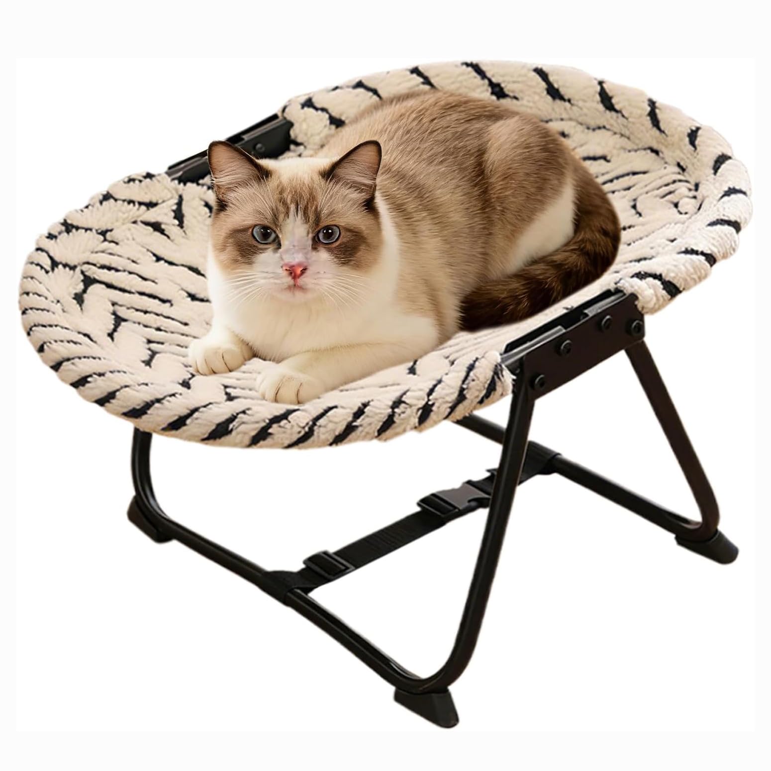 STORE 2508 Foldable Elevated Cat Bed, Fully Assembled Raised Pet Chair 57 x 41 x 26 cm, Soft Plush Lounger for Cats, Small Dogs & Puppies, Indoor Outdoor Portable Pet Bed-image-13
