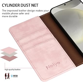 Compatible with Samsung Galaxy S24 Wallet Case with RFID Blocking Card Slots Magnetic Closure Protective Flip PU Leather Stand Phone Cover for Galaxy S24 Case Wallet(6.2 inch-Pink)