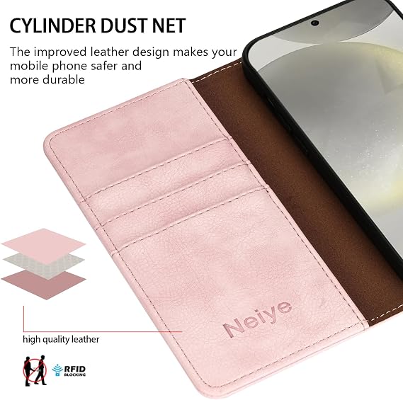 Compatible with Samsung Galaxy S24 Wallet Case with RFID Blocking Card Slots Magnetic Closure Protective Flip PU Leather Stand Phone Cover for Galaxy S24 Case Wallet(6.2 inch-Pink)