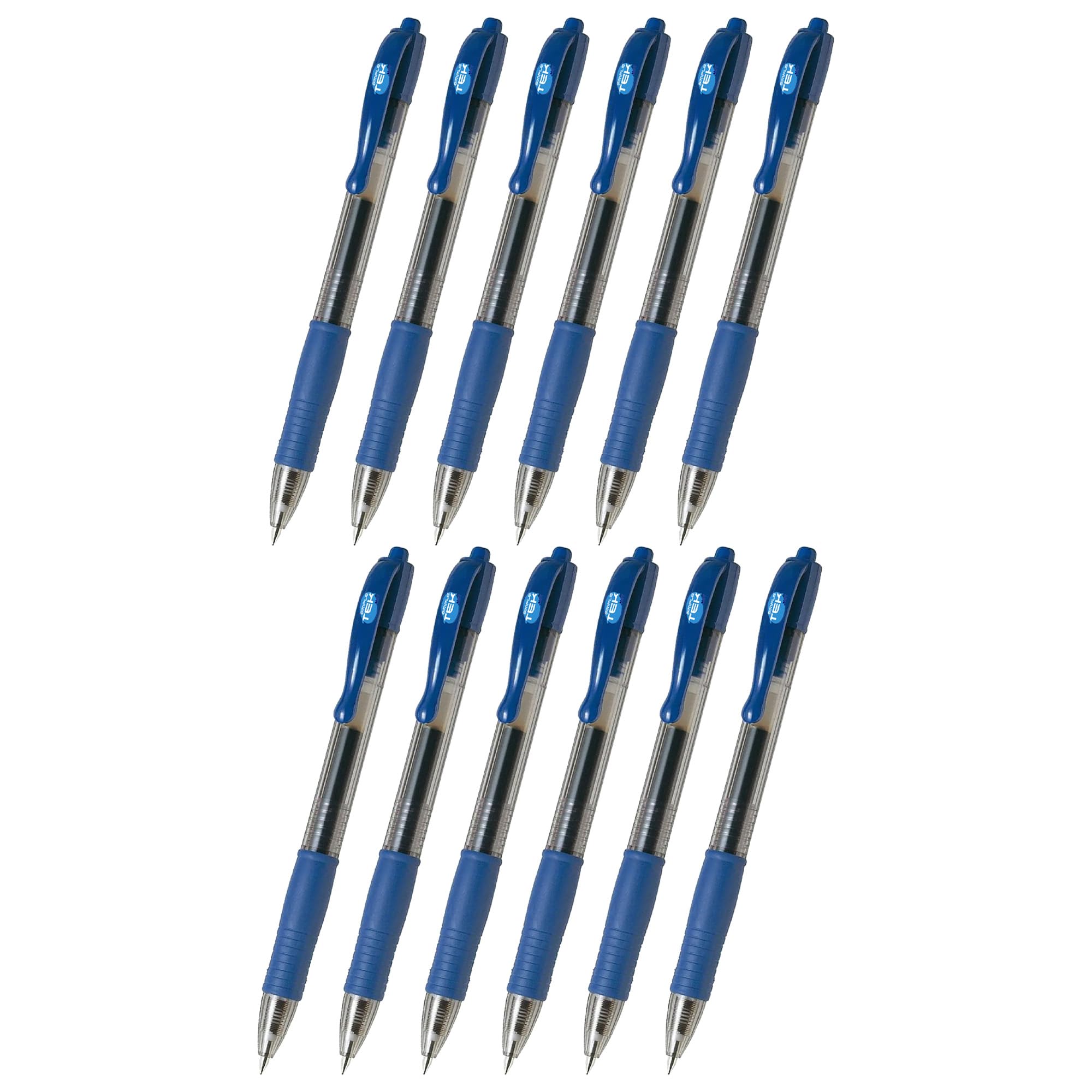 SIMPLETEK - Set 12 X Penne a Gel a Scatto - Tratto 0.7 mm, Inchiostro Blu, Ricaricabili, Asciugatura Rapida e Anti-sbavature