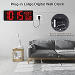 XREXS 16.5 Inch Large Digital Wall Clock with Remote Control | LED Large Display Count Up & Down Timer, Adjustable Brightness Clock with Day/Date/Temperature for Home, Office and Classroom
