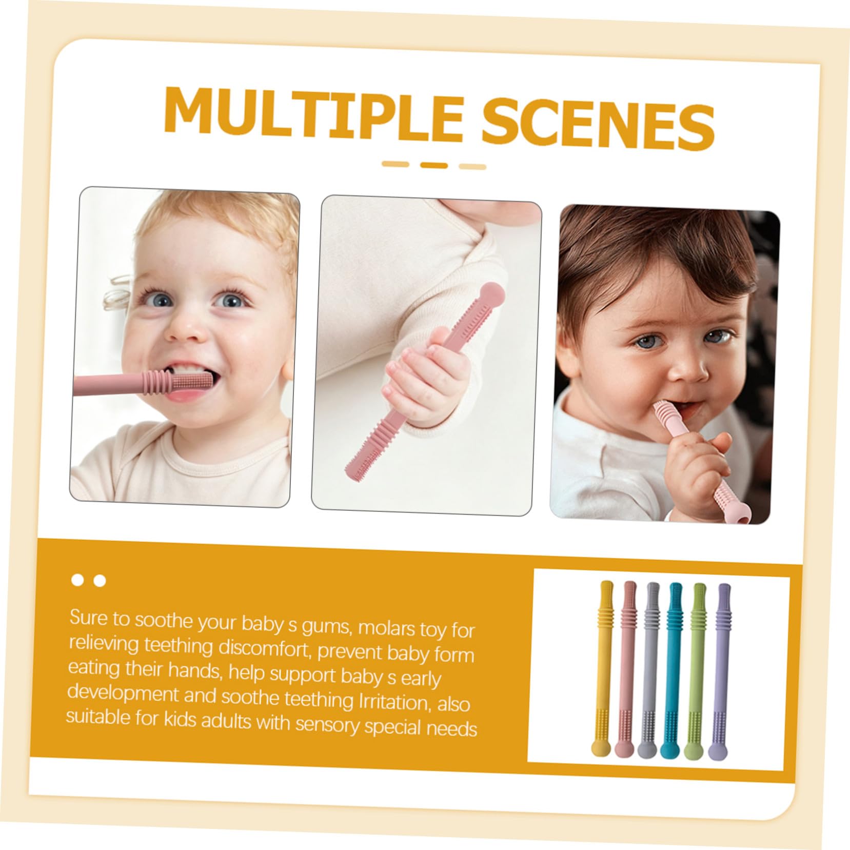 Giochi per Dentizione Silicone 6pezzi Tappo per Masticare per Dolori di Denti e Massaggio Gengive per Ragazzo Ragazza e Adulti