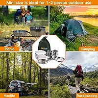 Vista 6 de BeGrit Backpacking Camping Cookware Mini Picnic Camping Cooking Mess Kit with Pot and Pan Set for Hiking Plata 8 piezas