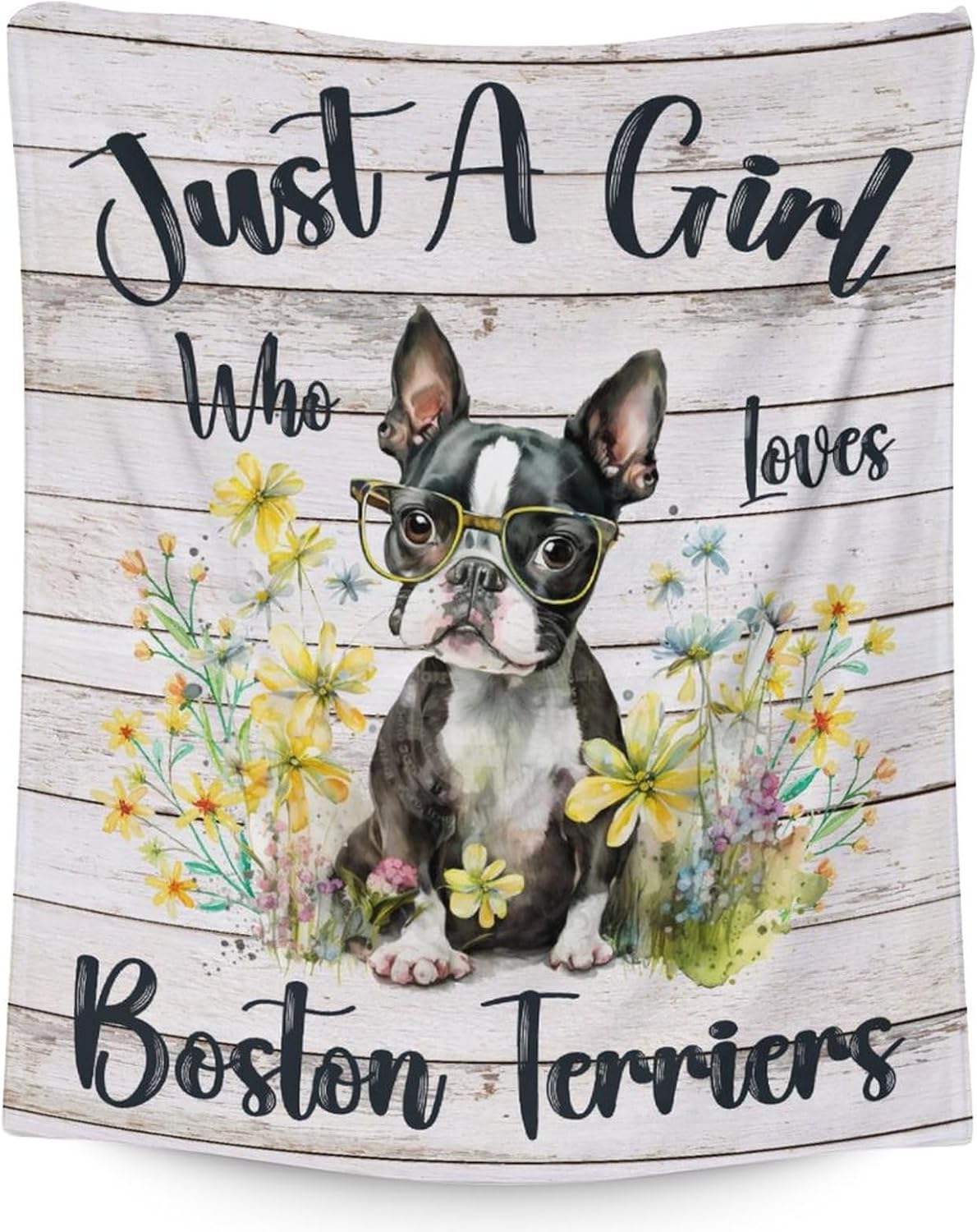 Dog Blanket for Adults - Cute Boston Terrier Theme Gifts for Dog Lovers - 50x60 Inches Large Throw for Girls Women - Soft Fuzzy Blankets for Sofa Couch