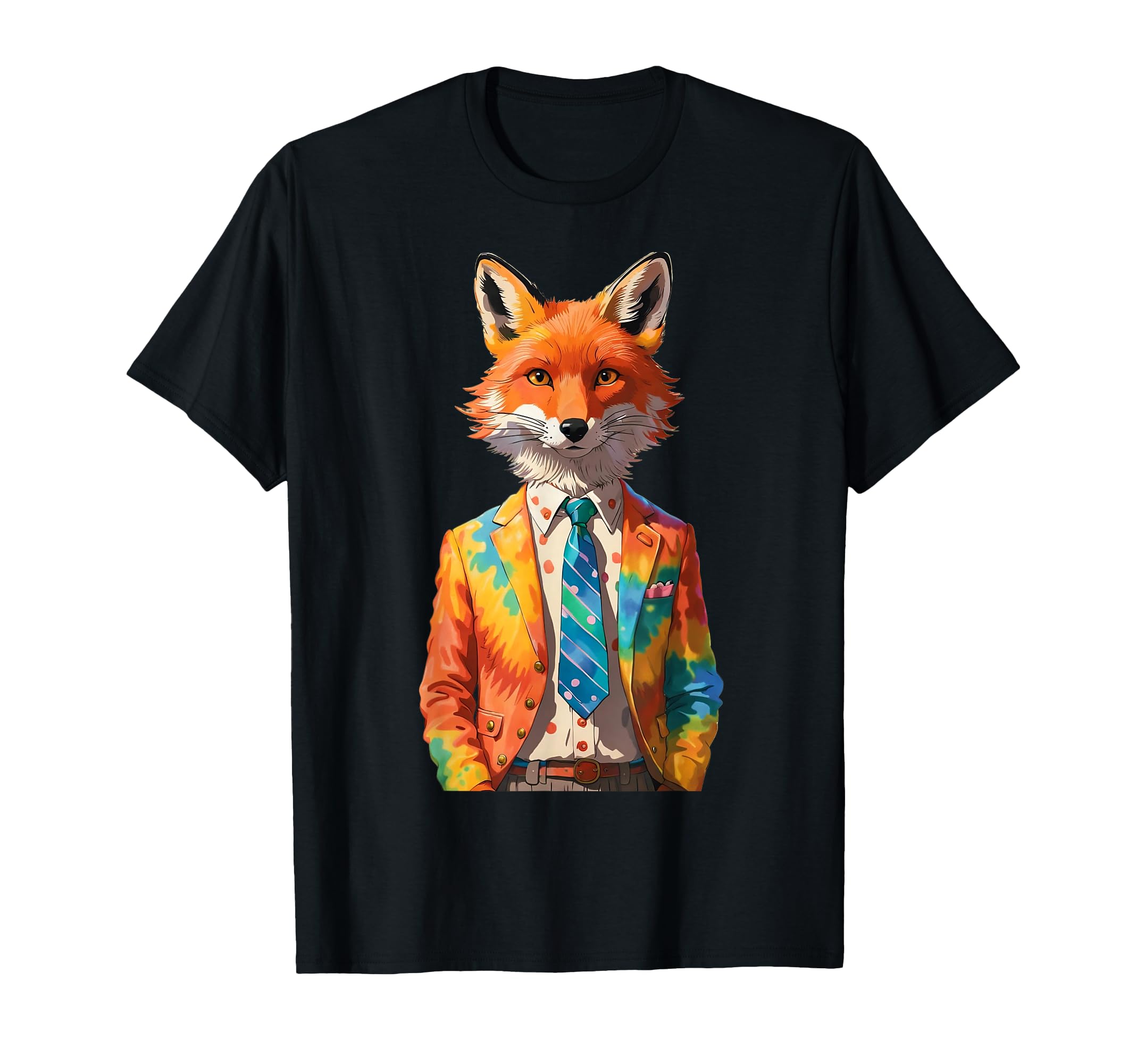 Mr. Fox in a tie dye Suit T-Shirt
