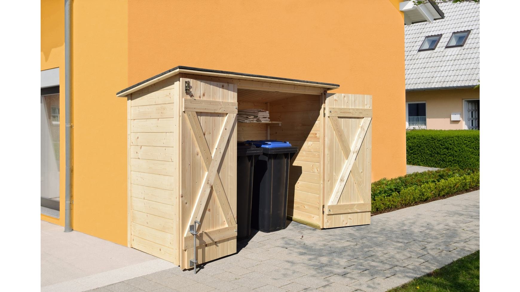 Weka Mehrzweckbox, Fahrrad- und Mülltonnenbox, natur, 219 x 100 x 151 cm