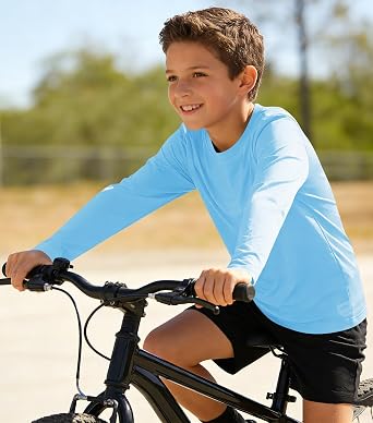 3T to Youth Kids Long Sleeve Neon Shirt Rash Guard UPF 50+ Dry Fit Tee