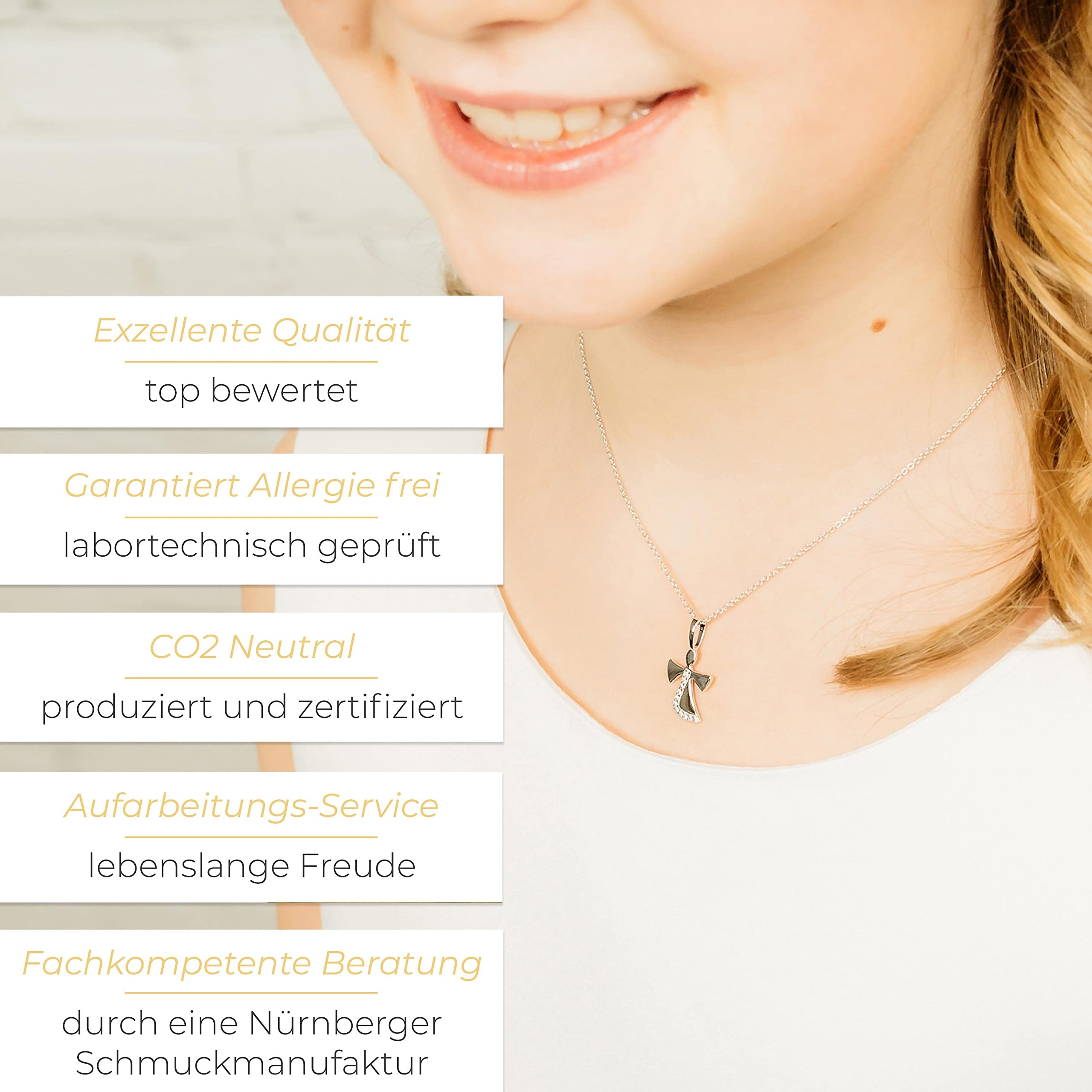 Schutzengel Kette Silber 925 Mädchen | Engel-Anhänger Halskette | Kinder-Schmuck Erst-Kommunion Tauf-Geschenk Kommunionsgeschenk Konfirmation Firmung Geburt Taufe | Silberkette Kinderkette Taufkette