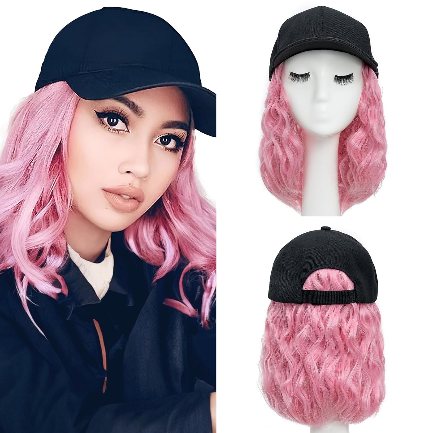 SEGO Hat with Hair Baseball Cap with Hair Extensions for