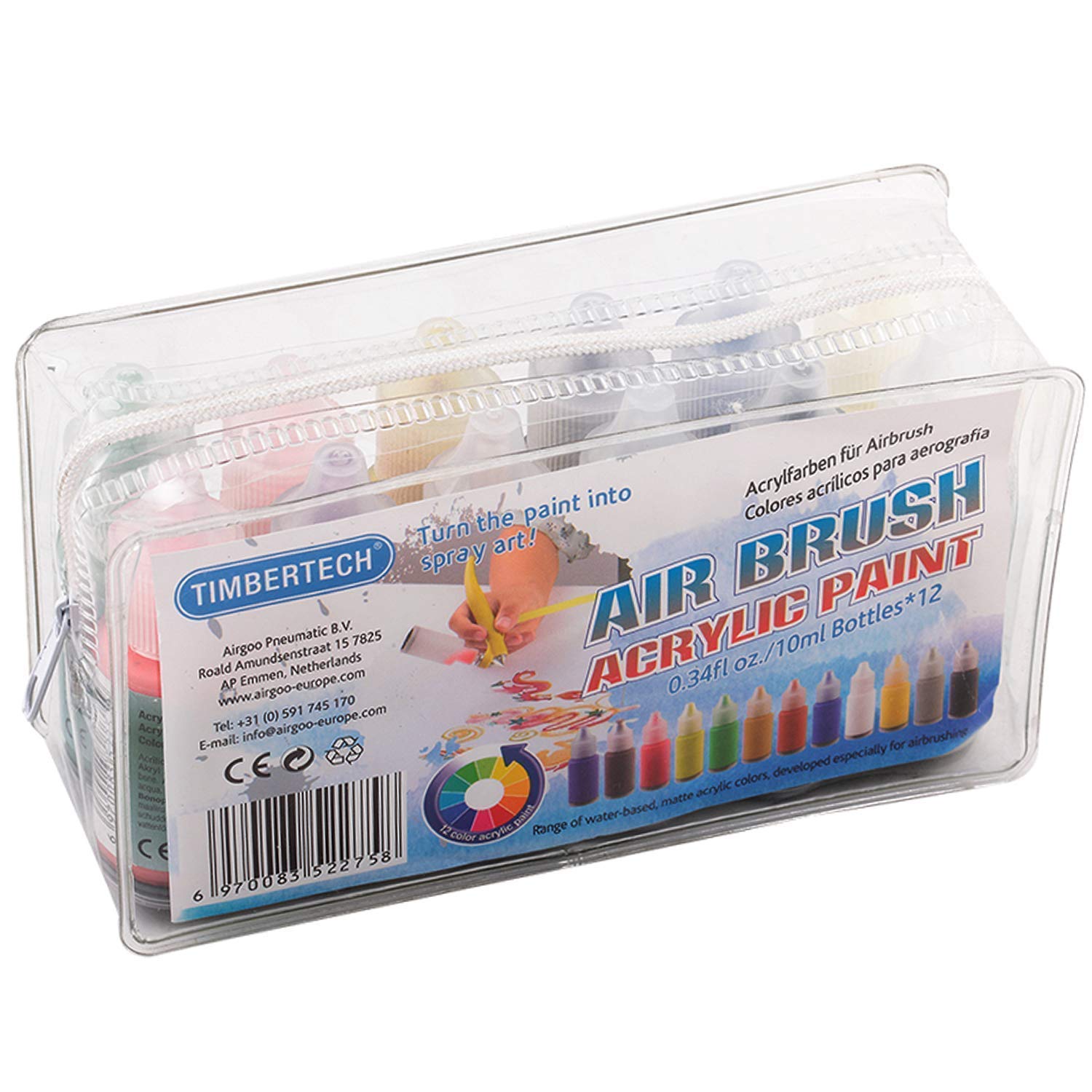 TIMBERTECH Airbrush Kit ABPST06 and AP10 Acrylic Airbrush Paint Set