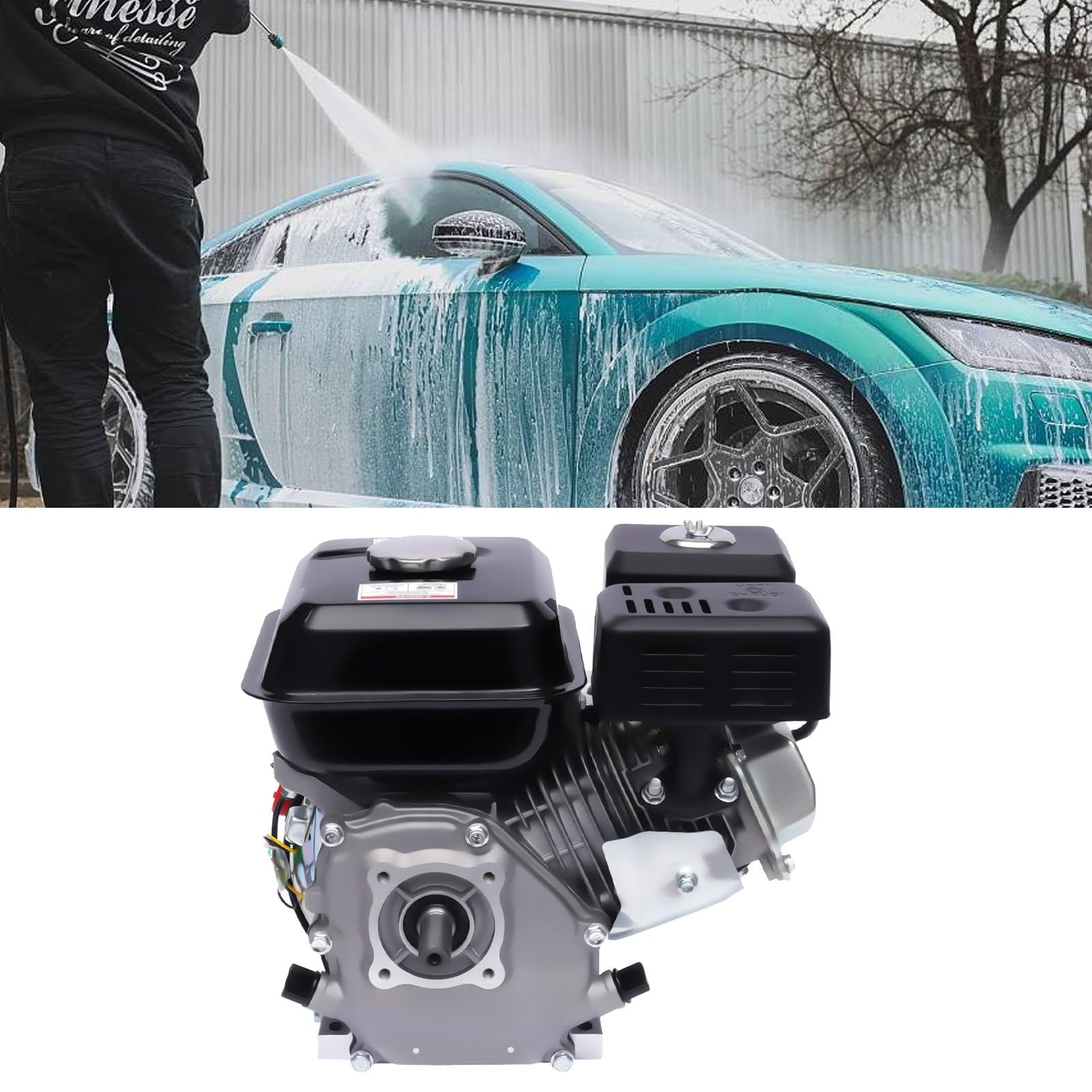 Moteur Essence 4 Temps 7.5 CV 5.1 KW Motoculteur Avec Alarme Huile - Robuste Monocylindre