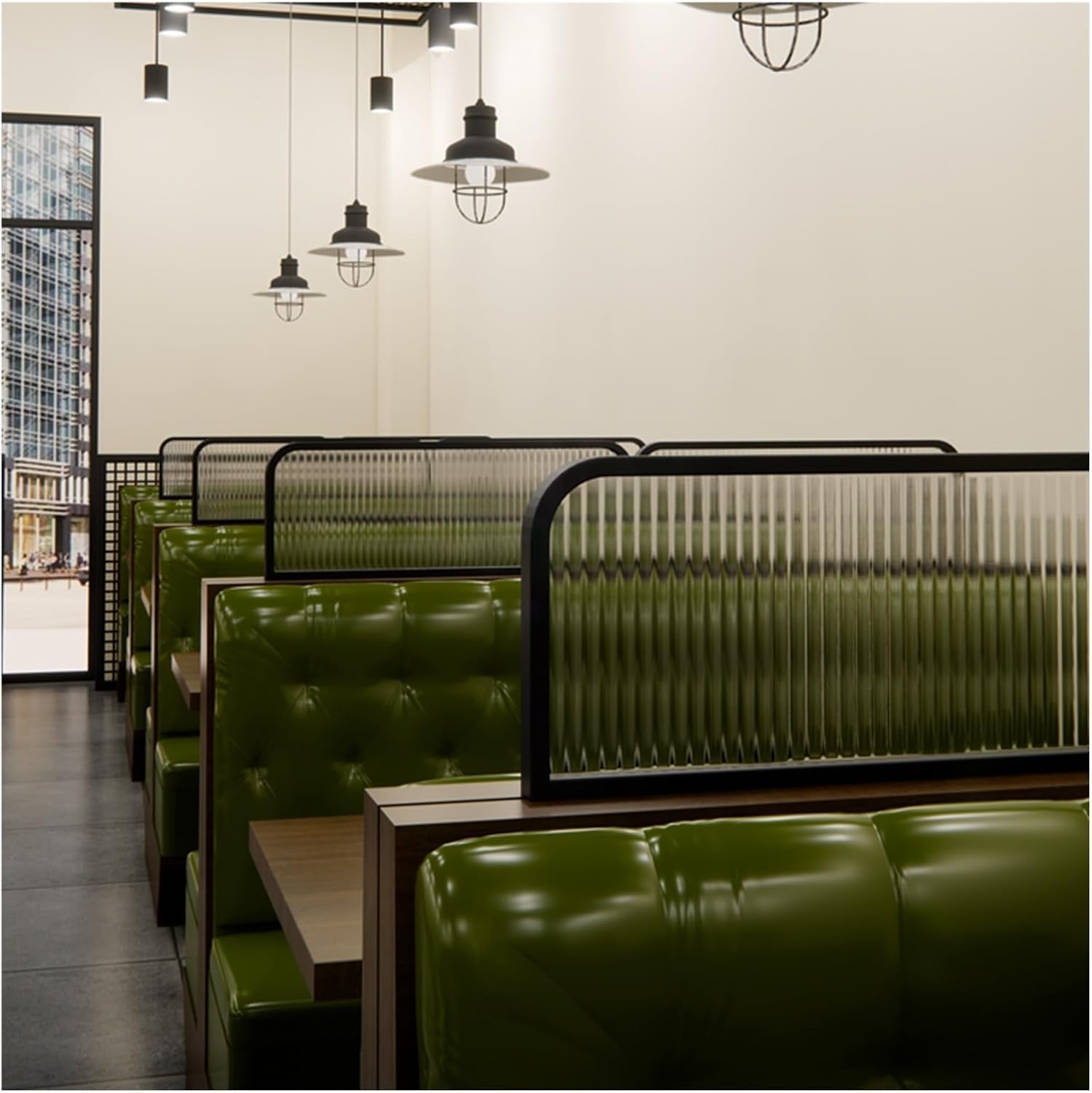 GLETSF Glass Room Divider Office Partition Tempered Glass Panels Table Dividers Panels Partitions,Striped Glass Decorative Partitions For Dining Areas - Stylish Low Fence Desk D-Black-50x100cm