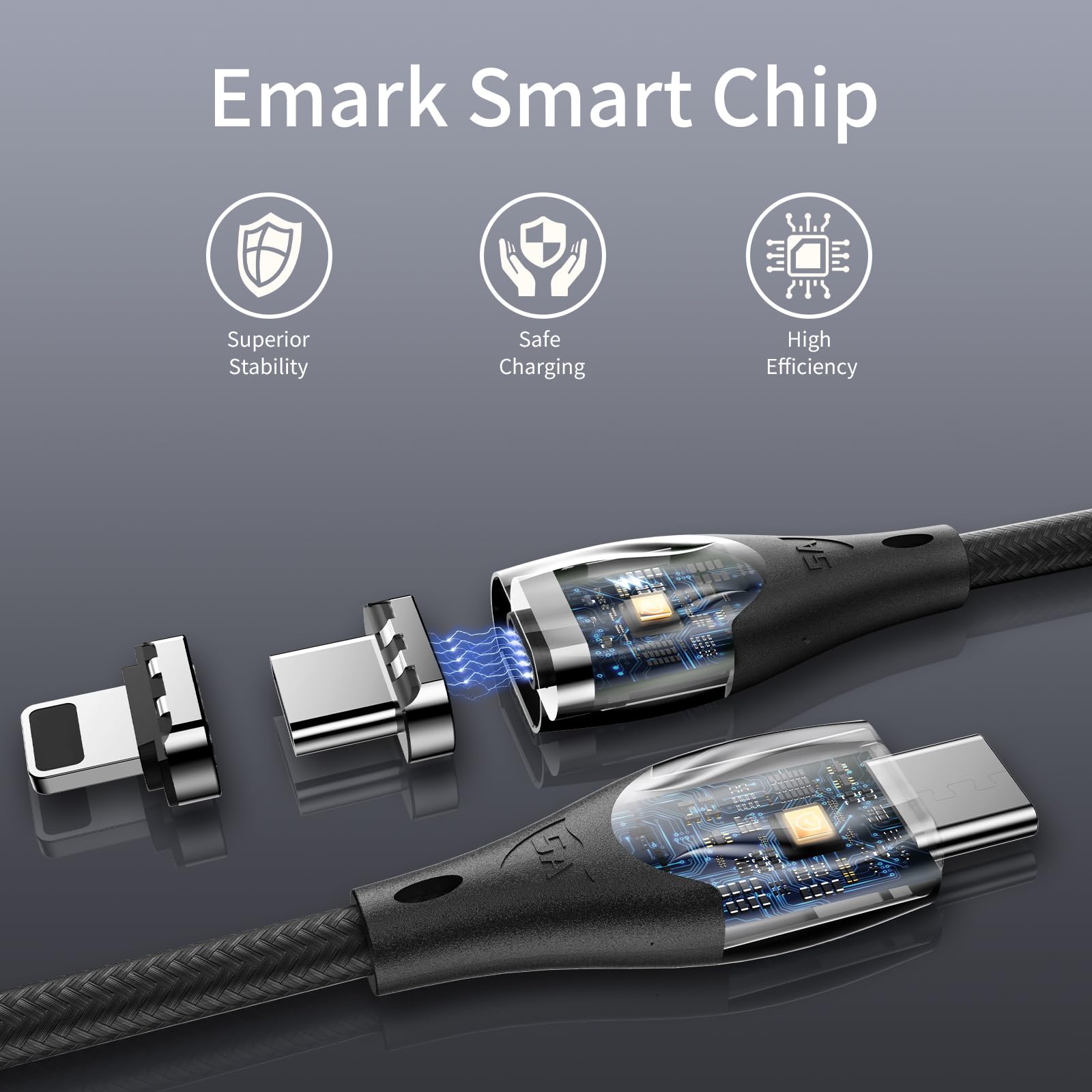 Cable de carga magnético de 100 W, 2 en 1 tipo C e iProducts 5 A, cable de carga rápida de transferencia de datos de 480 Mbps, compatible con dispositivo USB C para MaBook Pro/Air, teléfono