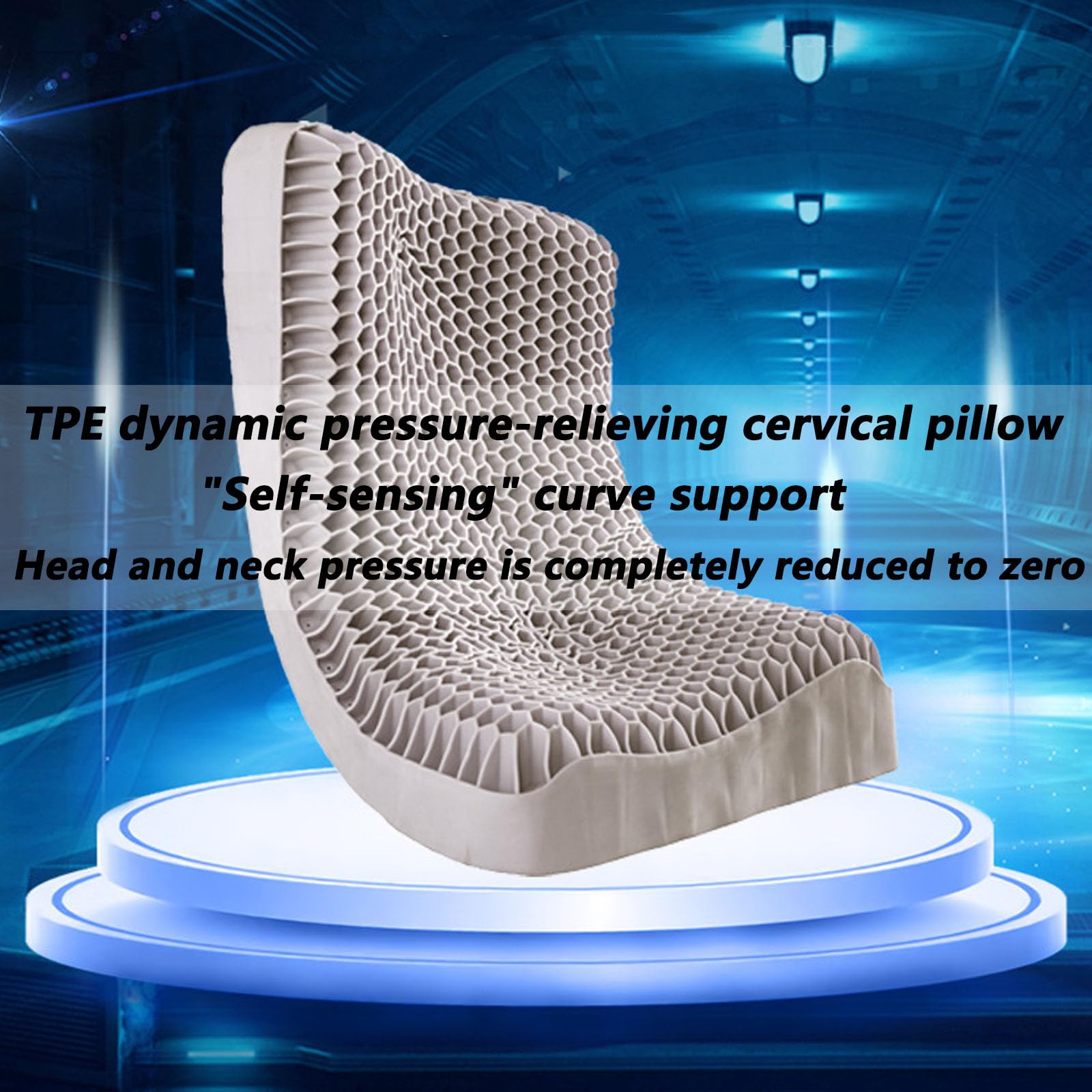 Almohada cervical para el cuello, soporte ergonómico para aliviar el dolor, capa de aire transpirable TPE, diseño hipoalergénico