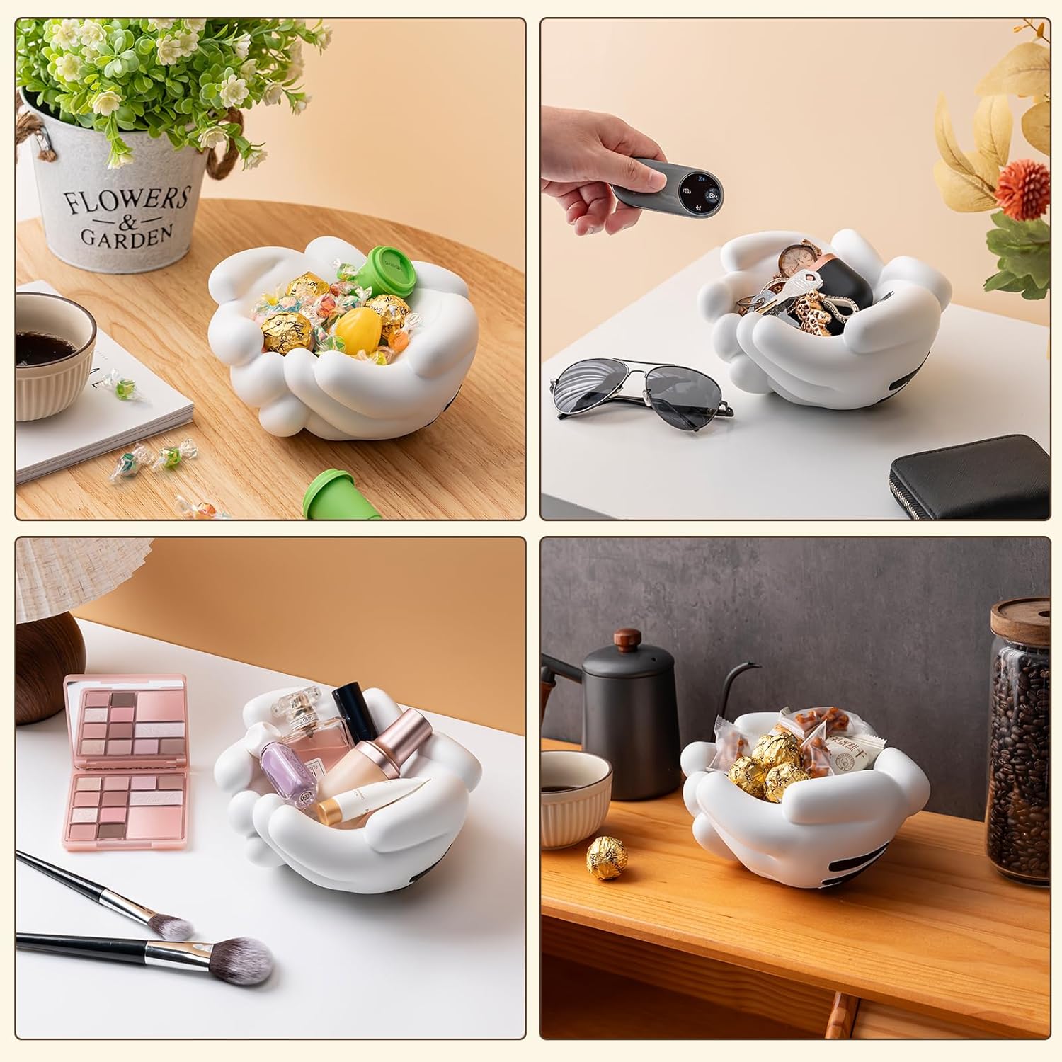 Cartoon Mouse Hand Candy Bowl, Resin Multifunctional Storage Organizer for Candies Keys Cosmetics, Decorative Holder for Home Office Entryway