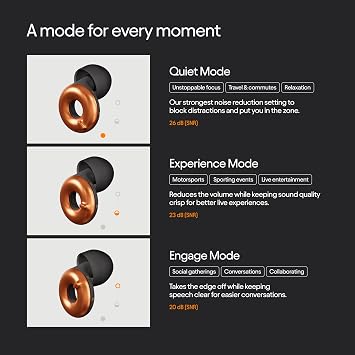 Loop Switch 2 Adjustable Ear Plugs - 3 Modes for Ultimate Control | 20-26dB SNR noise reduction. Flexible fit. For focus, travel, socializing, festivals & more