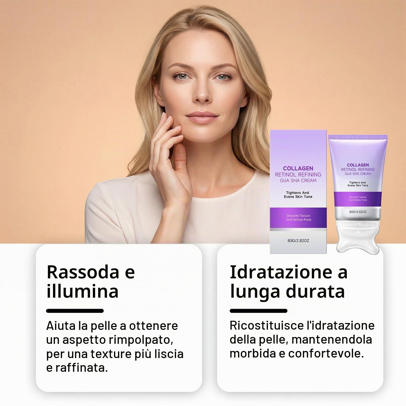 Crema Gua Sha con collagene e retinolo, per rassodare e rassodare il collo, anti-invecchiamento, idratante, rassodante e levigante per viso e collo, cura quotidiana (1)