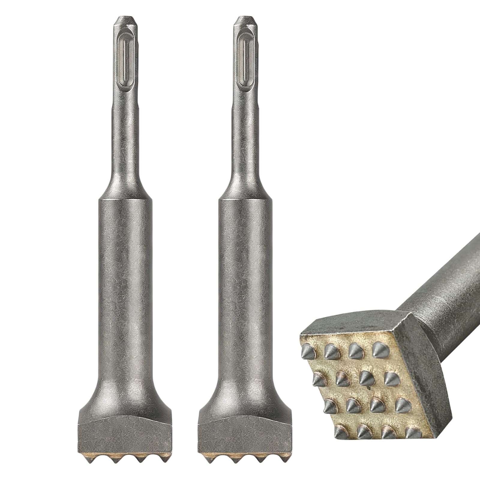 2 cinceles SDS Plus, cinceles de acero de aleación, cincel eléctrico para martillo de 16 dientes, taladro eléctrico para martillo de flores con cabeza cuadrada, para hormigón, puentes, placas de
