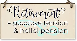 Handmade Wooden Hanging Wall Plaque Retired Goodbye Tension Hello Pension Funny Retirement Work Colleague Gift