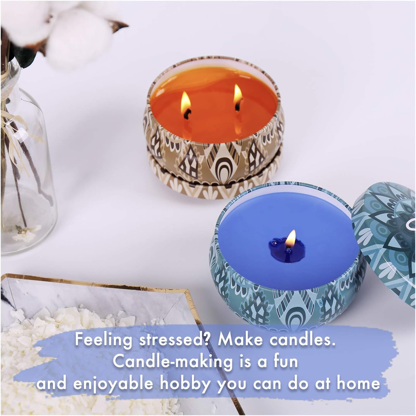 Candle Making Kit, Arts and Craft Supplies for Adults, Kids, Soy Wax, Cotton Wicks, Tins & More