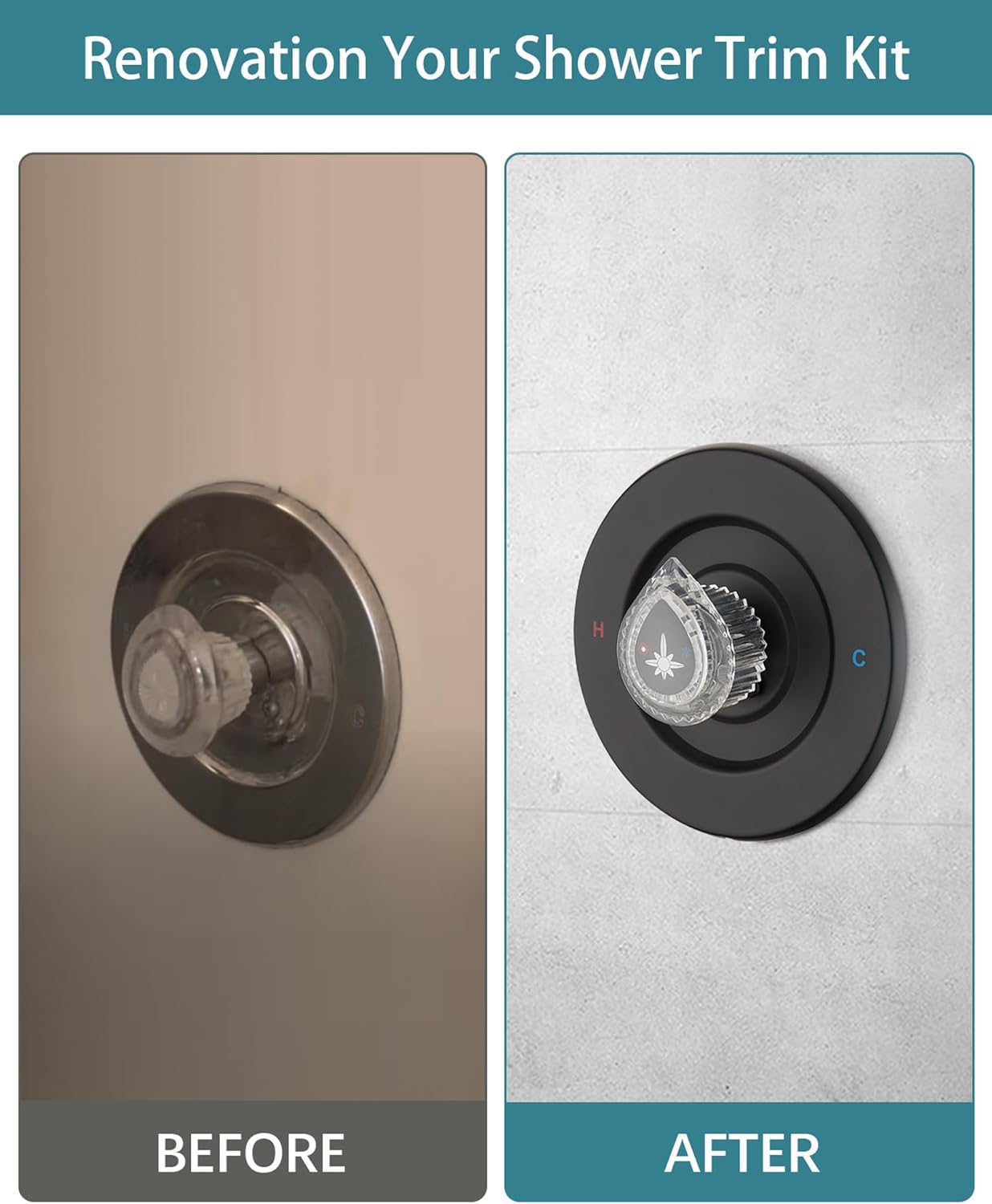 Shower Faucet Trim Kit Compatible with Moen Fit Chateau Valve Only, Pull-on Push-off Design Knob Handle, Matte Black