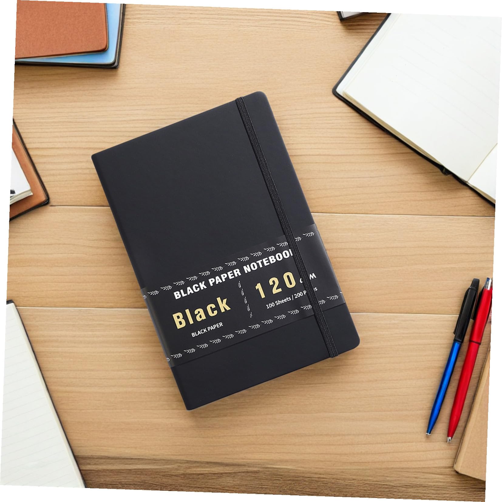 POPETPOP Quaderno per Disegno Carta Nera 100 Fogli 200 Pagine Copertina Rigida in Pu Design Vintage Versatile per Attività Artistiche Quotidiane