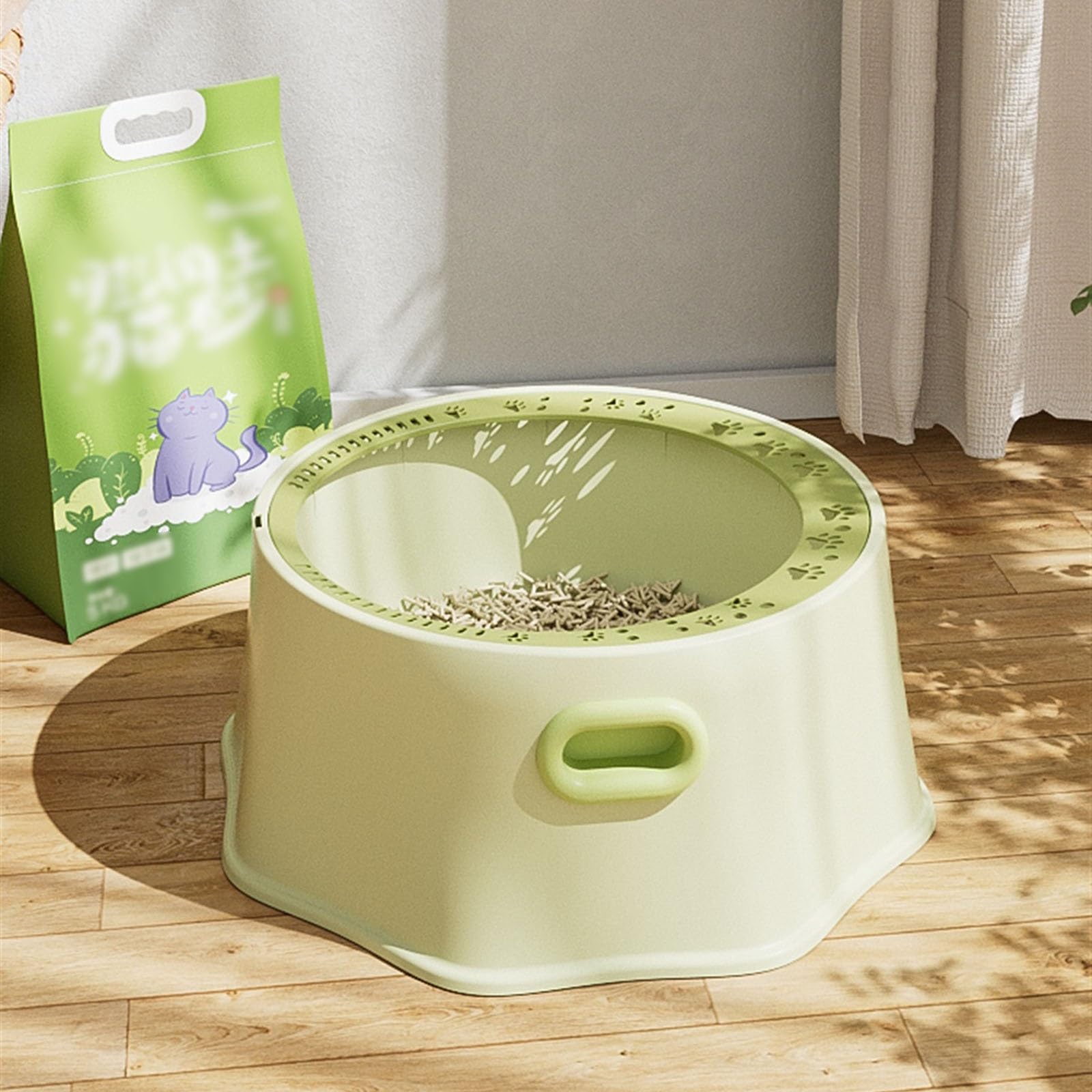 Exclusivo para Gatos y Perros Caja de Arena con Pala, Caja fácil Instalar, Abierta, for Conejos, Limpiar para Interiores(Yellow)