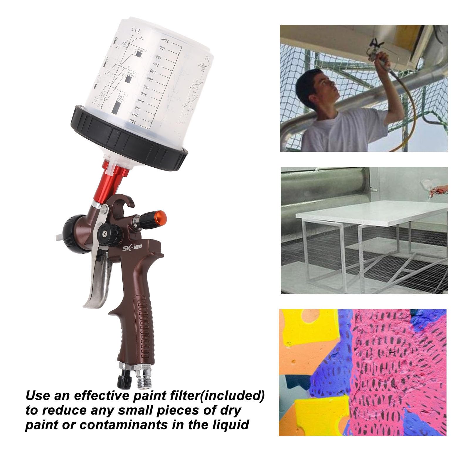 Pistola per Verniciatura per Auto, Spruzzatore per Vernice Ad Alta Atomizzazione con Rivestimento in PTFE, Finitura Professionale, per Automobili, Mobili, ecc., Trasferimento