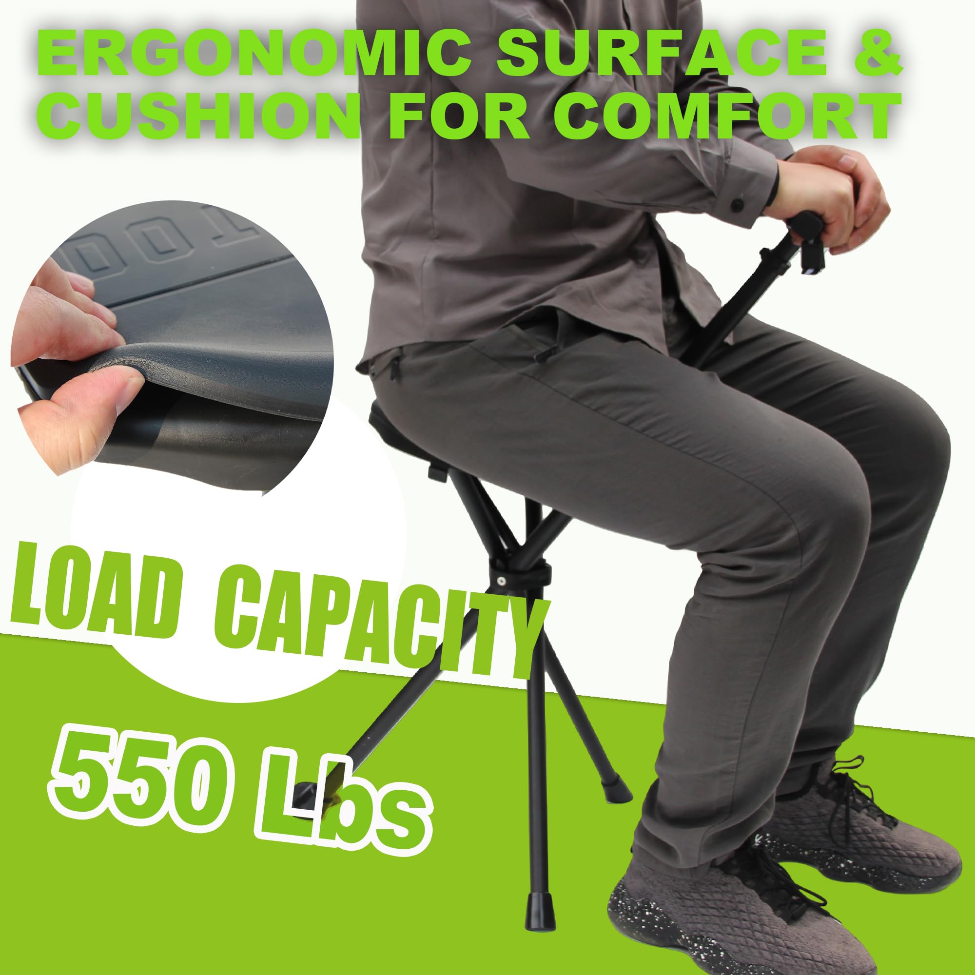 Przenośna laska z siedziskiem, regulowana, lekka aluminiowa laska, składana, antypoślizgowa laska dla dorosłych, nośność 250 kg, idealna do podróży i wędrówek