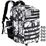 R.SASR Military Tactical Backpack 45L Large Tactical Backpack for Men, Hiking Rucksack With Bottle Holder (Black and White)