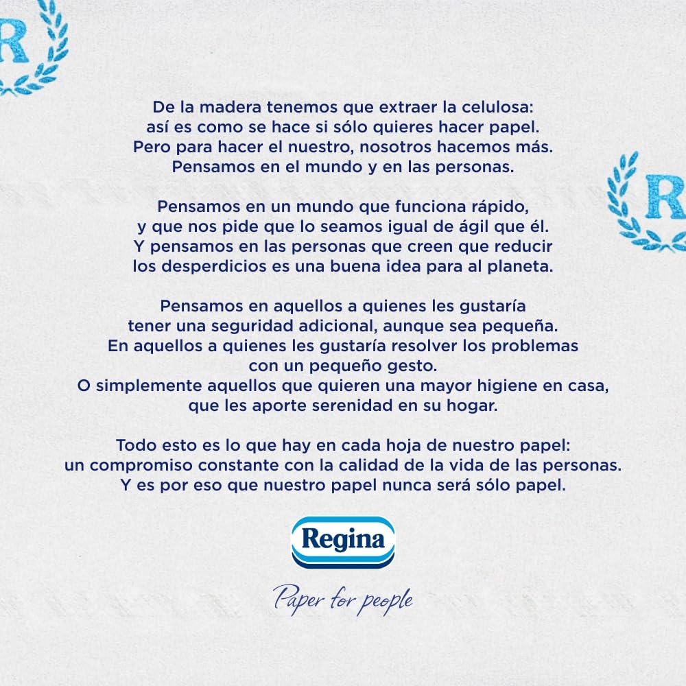 Regina Maxi Rolka – 8 rolek papieru toaletowego, 500 arkuszy 2 warstw na rolkę, więcej niż standardowa rolka, 60% plastikowy pojemnik z recyklingu w 100% z certyfikatem FSC®