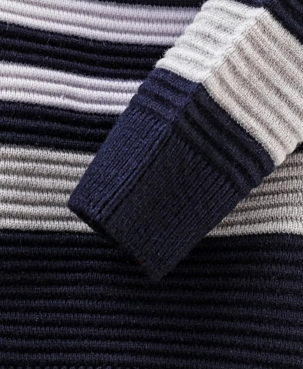 GTWO Trendy Round Neck Striped Black Colour Regular Fit Full Sleeve Pullover Sweater for Kids Toddler Boys & Girls (Pack of 1) (in, Age, 5 Years, 6 Years, Regular, Yellow) - Image 4 thumbnail