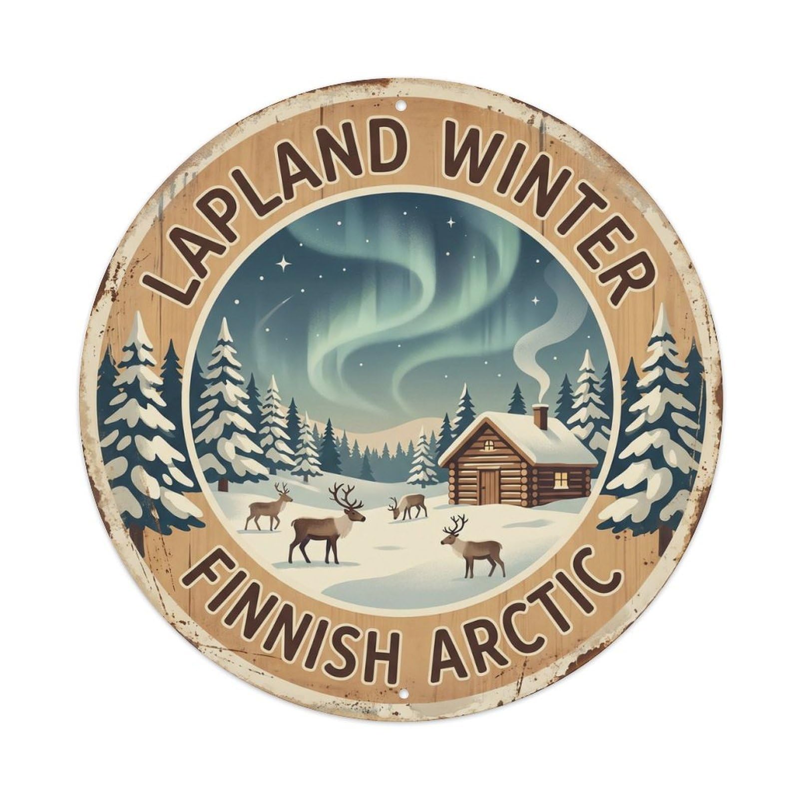 Okahys 8X8inch(20X20cm) Vintage Travel Lapland Winter Finland Metal Tin Sign