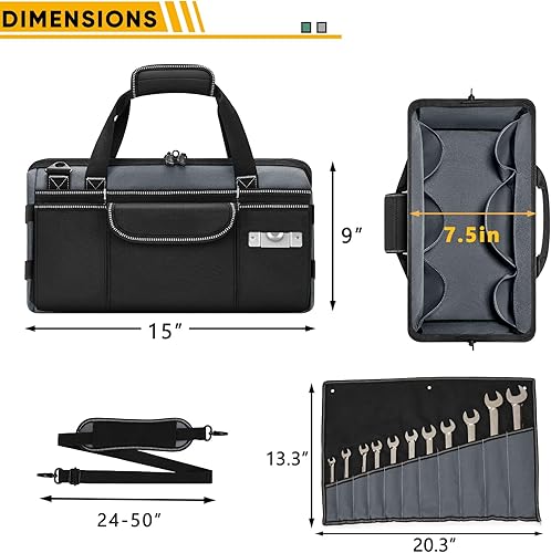 Miniatura 3 de Bolsa de herramientas resistente para hombres con organizador de llaves  Caja de herramientas vacía organizadora de almacenamiento con base