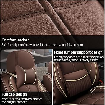 5 Seats with Lumbar Support Car Seat Cushion,for Lexus is 500 2022-2024,Nappa Leather Car Seat Covers,Non-Slip Waterproof Seat Covers,Airbag Compatible Interior(Deluxe,Coffee)